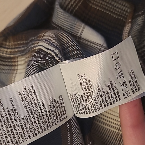 Like New H&M L.O.G.G Brown/Blue/Cream Plaid Flannel 100% Cotton - Picture 8 of 10